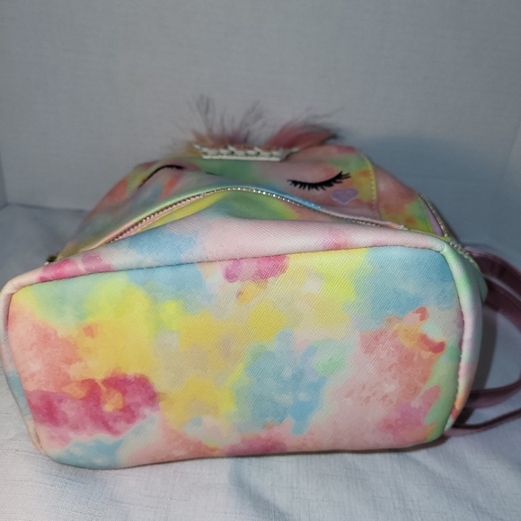 UNDERONESKY Unicorn Tie Dye Rainbow Pastel Princess Mini Zippered Backpack NWT - Picture 9 of 16
